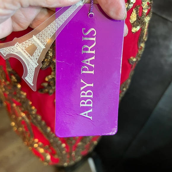 Abby Paris NWT Red and Gold Mini Formal Dress   Size 4 - Picture 7 of 8